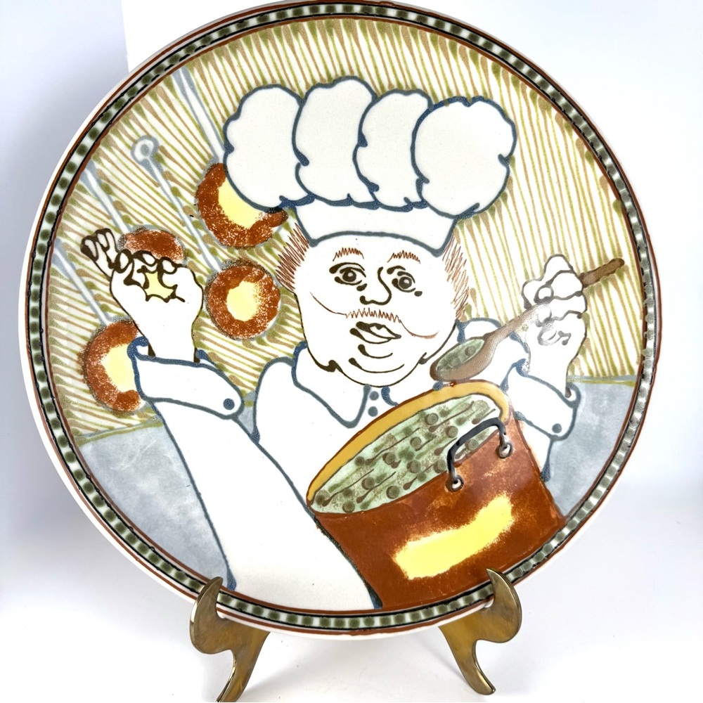 Vintage Janet Rothwoman Pottery Chef Platter 1970s CA Ceramic Hand Painted 13.5โ - Picture 12 of 12